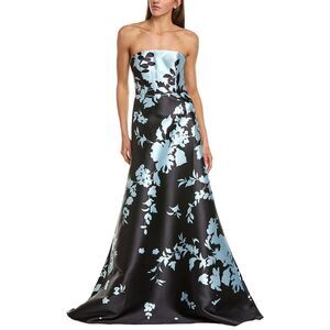 Rene Ruiz Womens  Asymmetric A-Line Gown, Blue